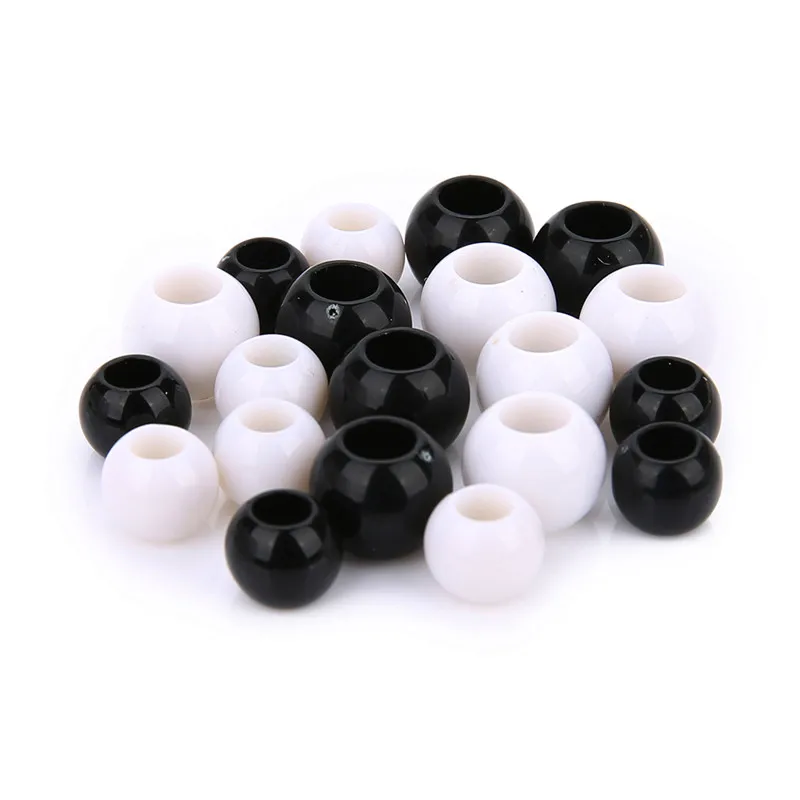 

200pcs/lot Acrylic Round Bead White Black Color with 3.6mm Big Hole Spacer Charm Beads for DIY Jewelry Making Material