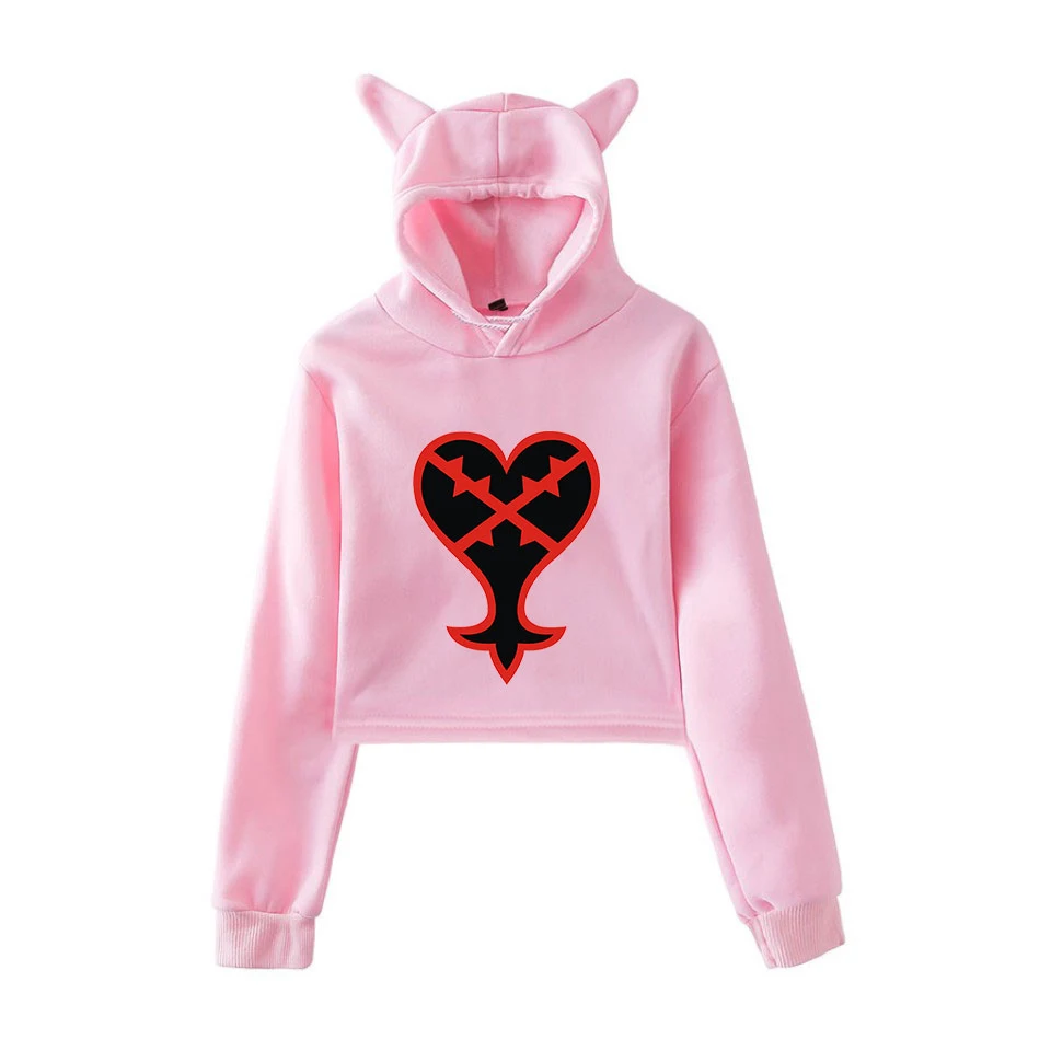 

Kingdom Hearts Cat Crop Top Women Hoody aikooki New Arrivals fashion Harajuku trend Sweatshirts Sexy Kingdom Hearts hoodie top