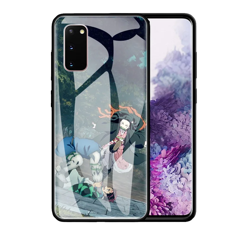 

Glass Case For Samsung Galaxy S20 FE S10 S9 S8 Plus Note 20 Ultra 10 Lite 9 8 Tempered Phone Cover Capas Demon Slayer Anime