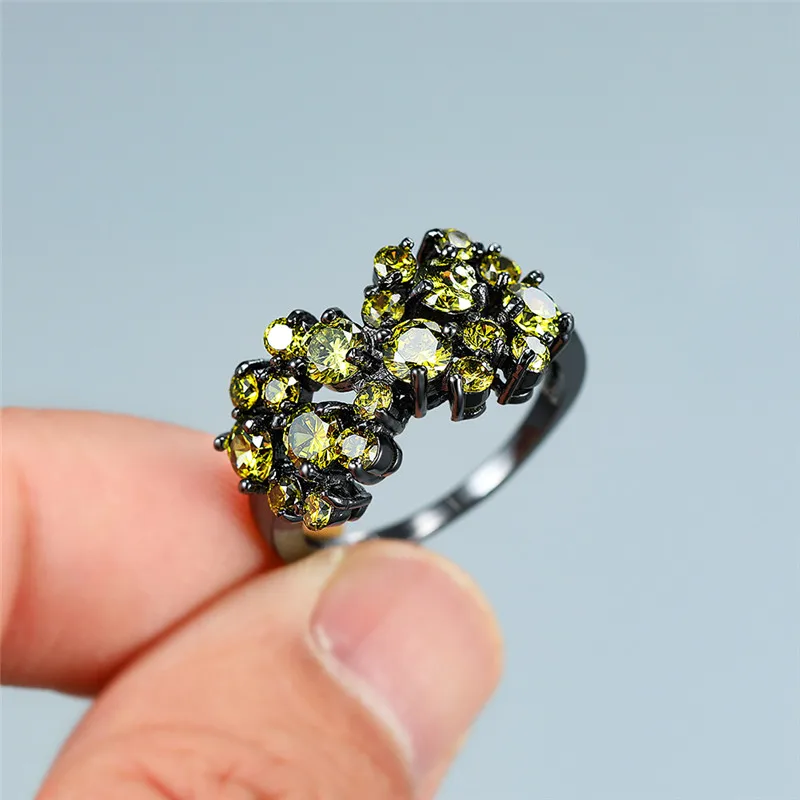 Кольцо женское обручальное оливковое Черное золото кольцо с зеленым камнем