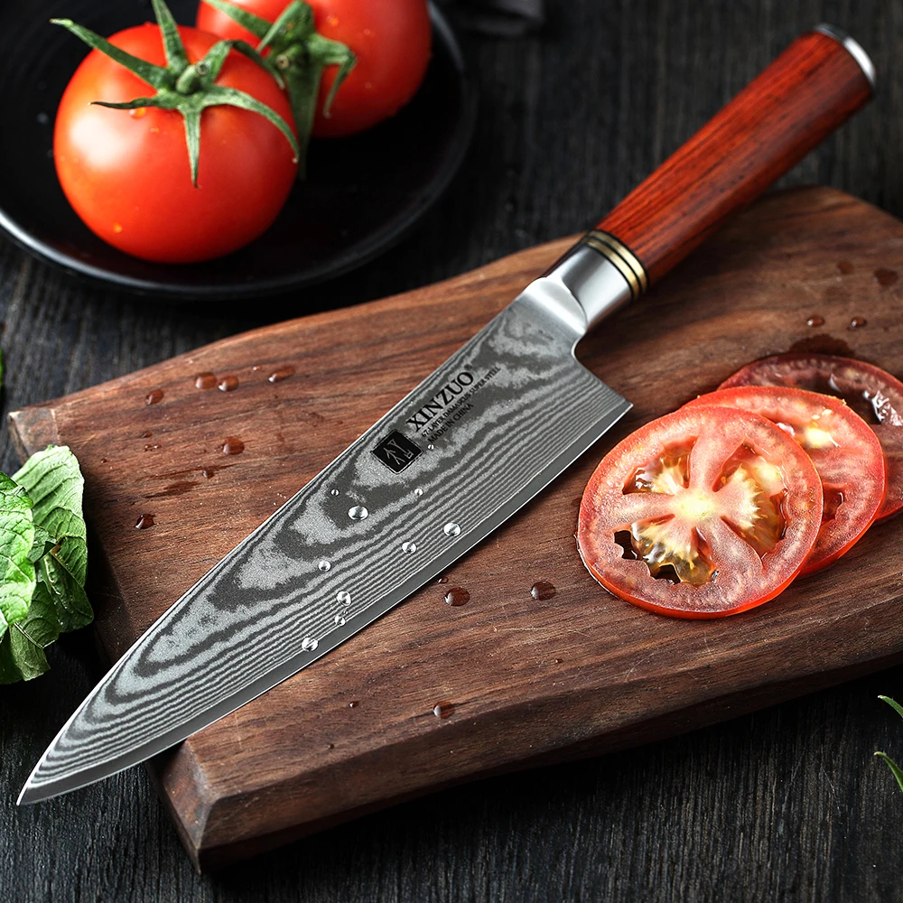 

XINZUO 8'' inches Chef Knife Japanese VG 10 Damascus Steel Kitchen Knives New Gyutou Knives Stainless Steel with Rosewood Handle