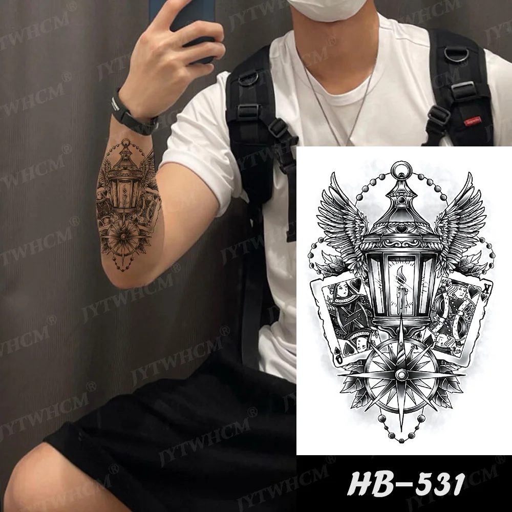 

Temporary Tattoos For Men Waterproof Stickers For Kids Henna Fake Sleeves Art Festival Realistic Large Tattoo on the Forearm Arm