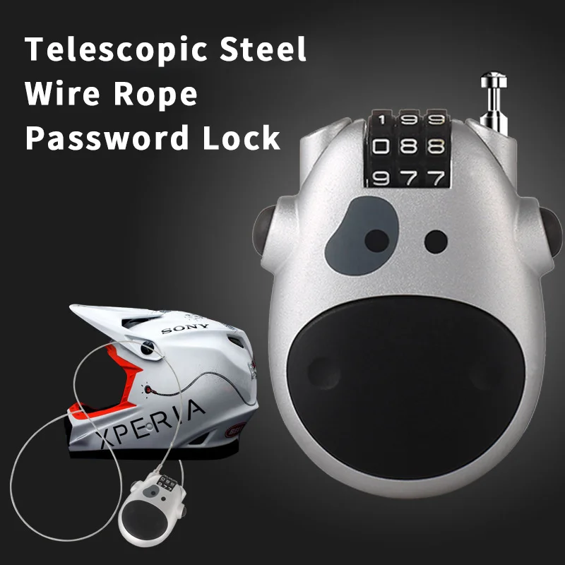 Универсальный стальной трос с кодовым замком для мотоциклетного шлема замок