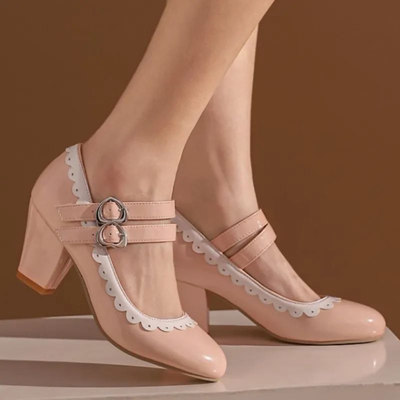 

Fanyuan 2021 High Heels Shoes Design Fashion Mary Jane Elegant Women Single Shoes Platform Strap Party Pumps Thick High Heels