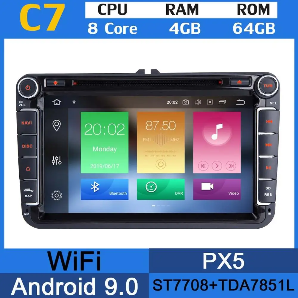8Core 4G RAM 64G GB " PX6 4G ram+ 64G rom Android 9,0 автомобильный dvd-плеер для VW Caddy Sharan Amarok Scirocco polo V 6R Multivan T5 Bettle автомобильный радиоприемник - Цвет: 8Core 4G RAM 64G GB