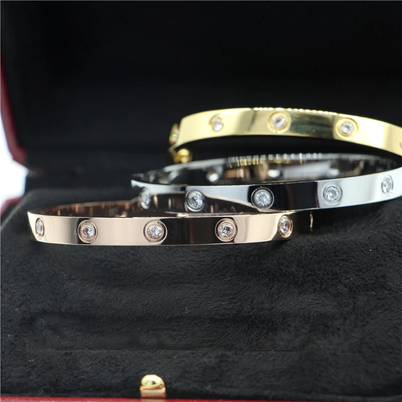 Браслеты из розового золота женские винтовые браслеты цветные кристаллы и 10