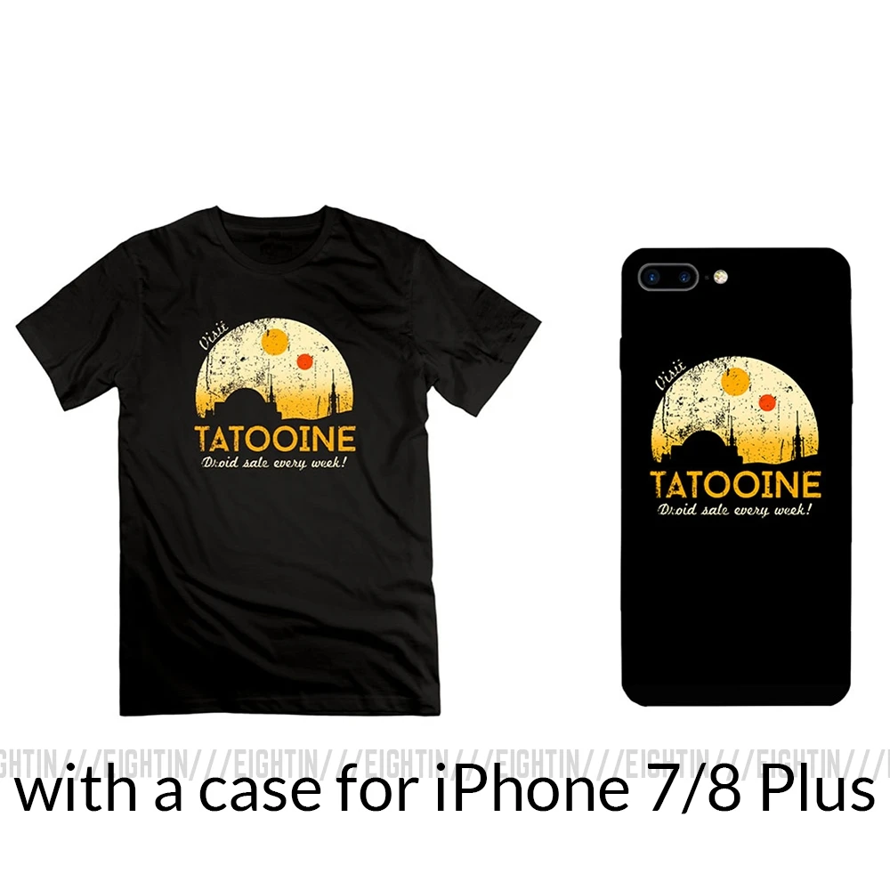with 7 8 Plus case Посетите ТАТУИН Звездные войны, футболка, круглый вырез, чистый хлопок, Мужская футболка с коротким рукавом, винтажный стиль, простые футболки размера плюс - Цвет: with 7 8 Plus case