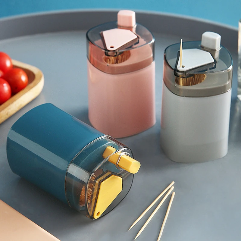 

Portable Automatic Toothpick Box Wheat Straw Toothpick Holder Container Pop-up Toothpick Dispenser Storage Box Kitchen Organizer