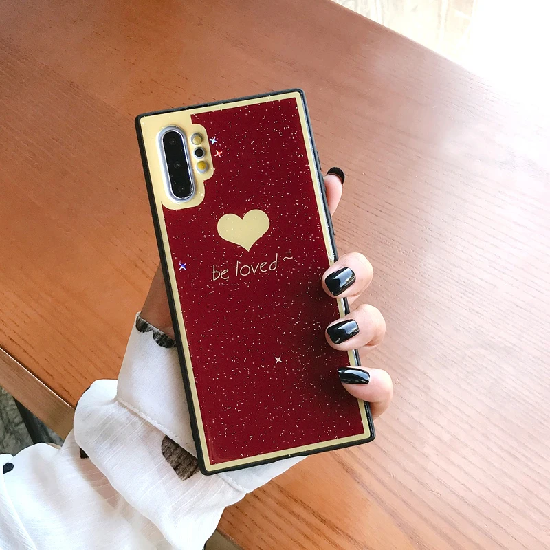 Чехлы YHBBCASES Note 10 в стиле ретро с сердечками блестящими порошками чехлы для Samsung 8 9