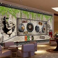 milofi custom large wallpaper mural european and american barbed wire monroe bar coffee shop background wall photo