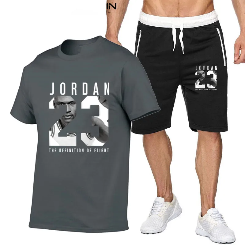

2021 New Fashion Men's T-Shirt Shorts Sports Suit Large Size Fashion Printing Two-Piece S-3XL Men's Sports Suit