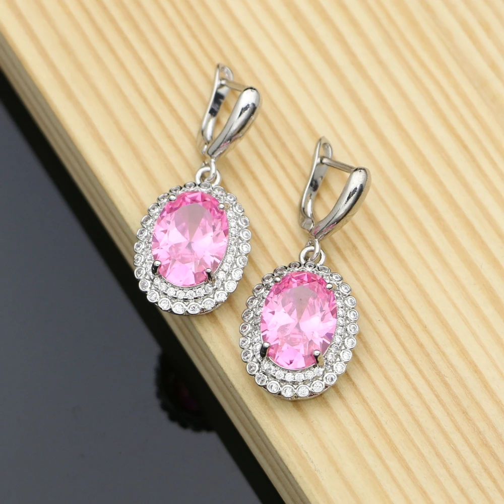 Pink Мода милтиколор кубический цирконий камень 925 серебряные серьги для женщин вечерние серьги висячие серьги в форме капли современные ювелирные изделия - Окраска металла: Pink