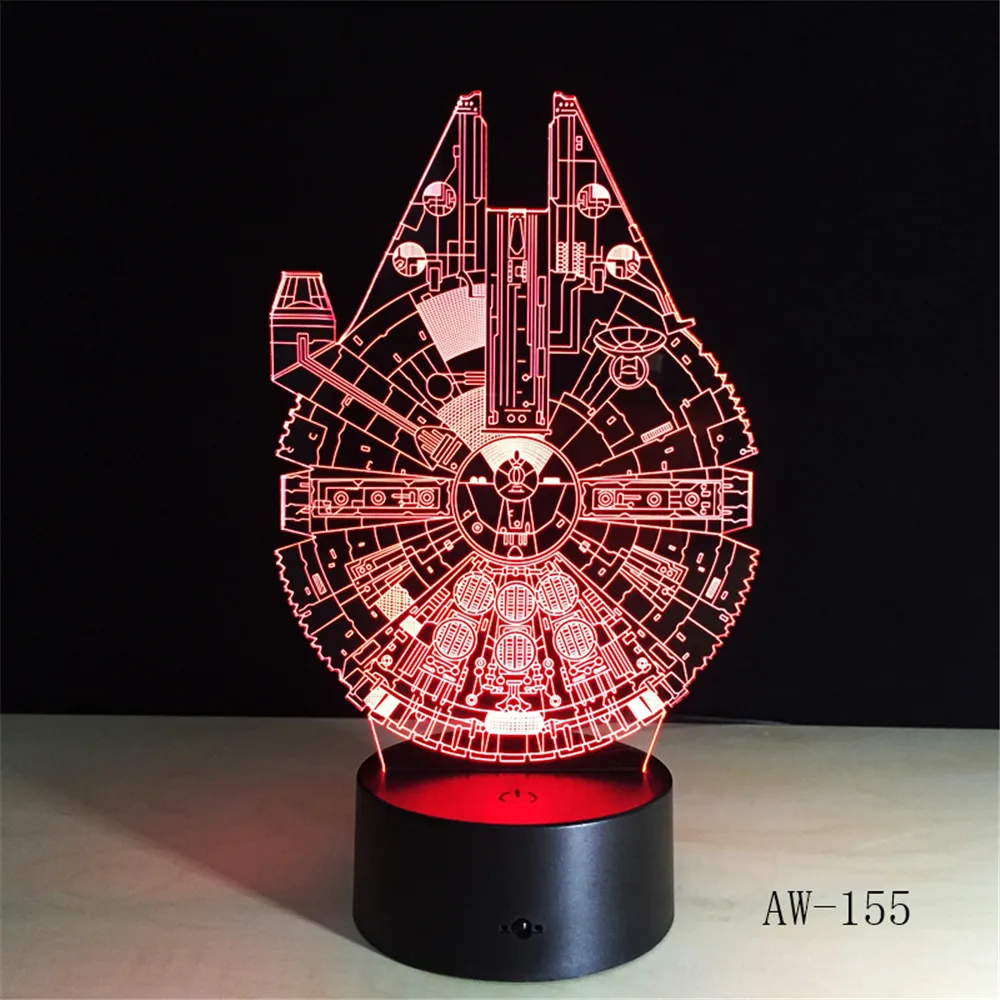 3D светодиодный ночник Falcon из Звездных войн 7 цветов атмосферная лампа новинка
