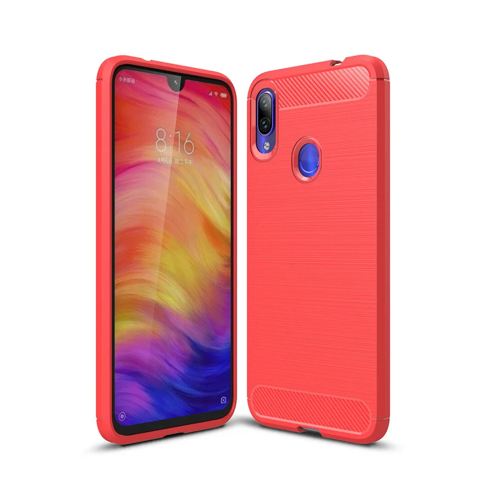 Красный Силиконовый чехол для Xiaomi Redmi Note 7 6 5 4X Redmi 7A 7 6A 5A 4X5 плюс 6 Pro углеродное волокно кисть TPU чехол для телефона Redmi Note 7 Чехол для мобильного телефона - Цвет: Красный