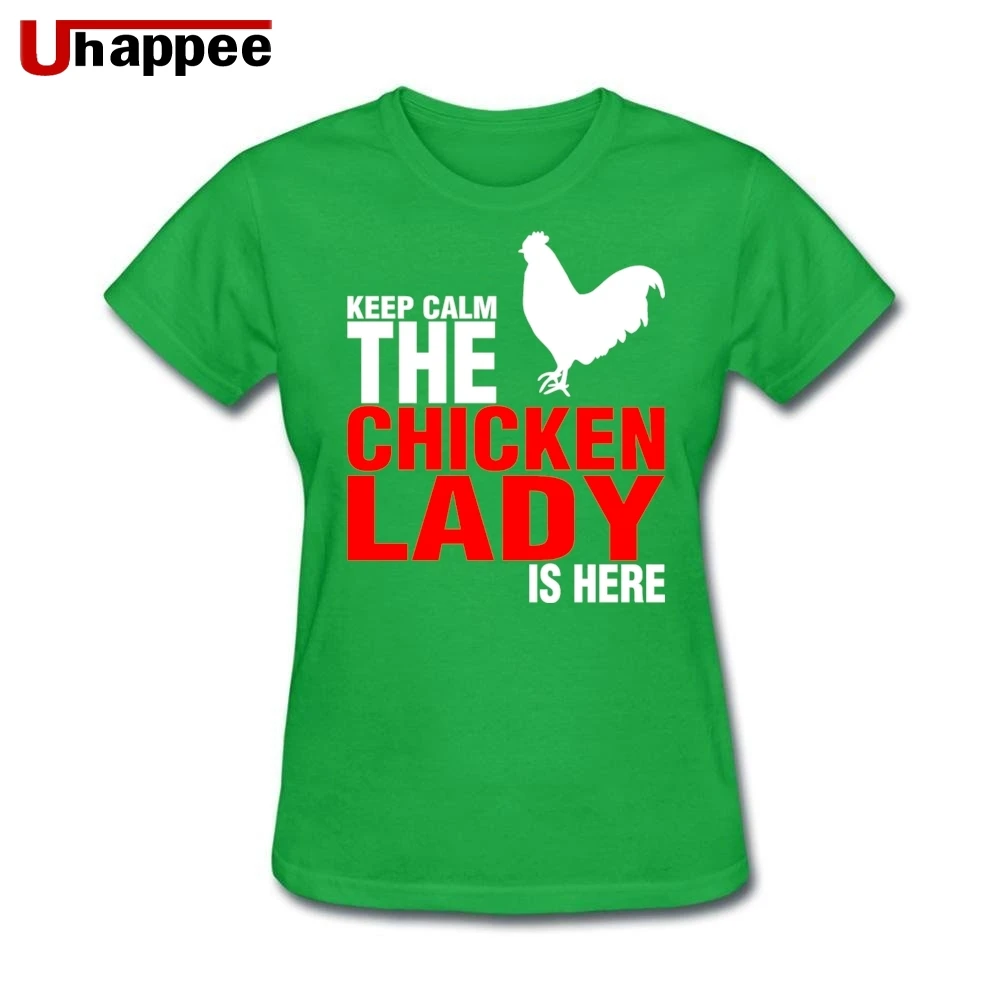Keep Calm The Chicken Lady Is Here футболка женская дизайнерская белая с коротким рукавом на