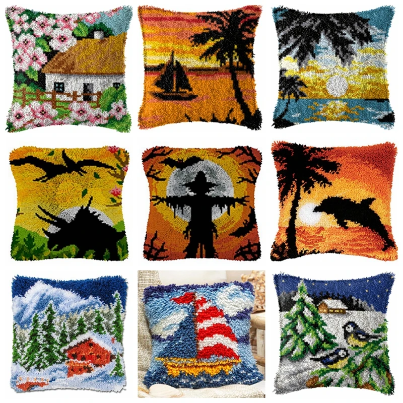 

Уличная серия пейзажа грубая шерстяная вышивка крестиком ковер вышивка 3D сегментная подушка для вышивки Сделай Сам упаковка материала руч...