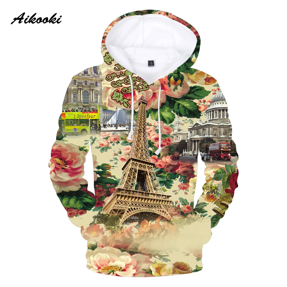 Толстовки с капюшоном для мальчиков кофты рисунком известной Эйфелевой башни в