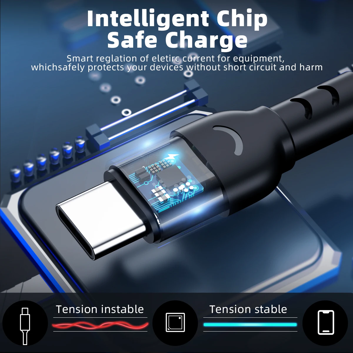 FONKEN AC23 Кабель Usb C для быстрой зарядки телефона шнур 3 А 1 м 2 зарядное устройство type