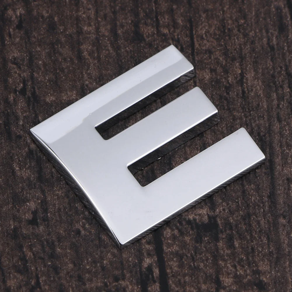 

3D DIY Metallic Alphabet Sticker Car Emblem Letter Silver Badge Decal (E)