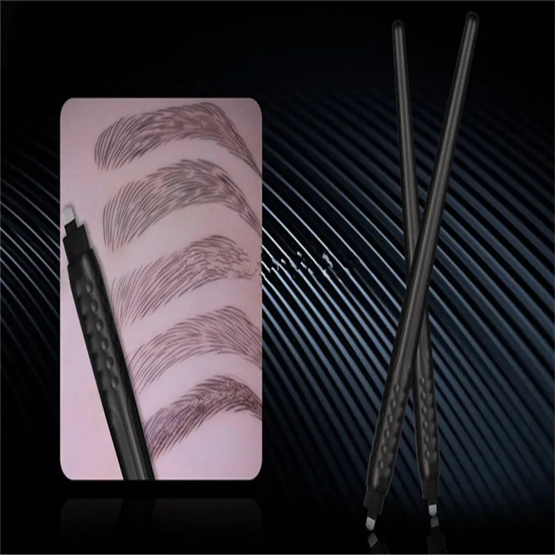 5pcs Professional Permanent Makeup Black Disposable Microblading Pens Hand Tools 0.18mm 18u Pins Needles Embroidery Blades - купить по