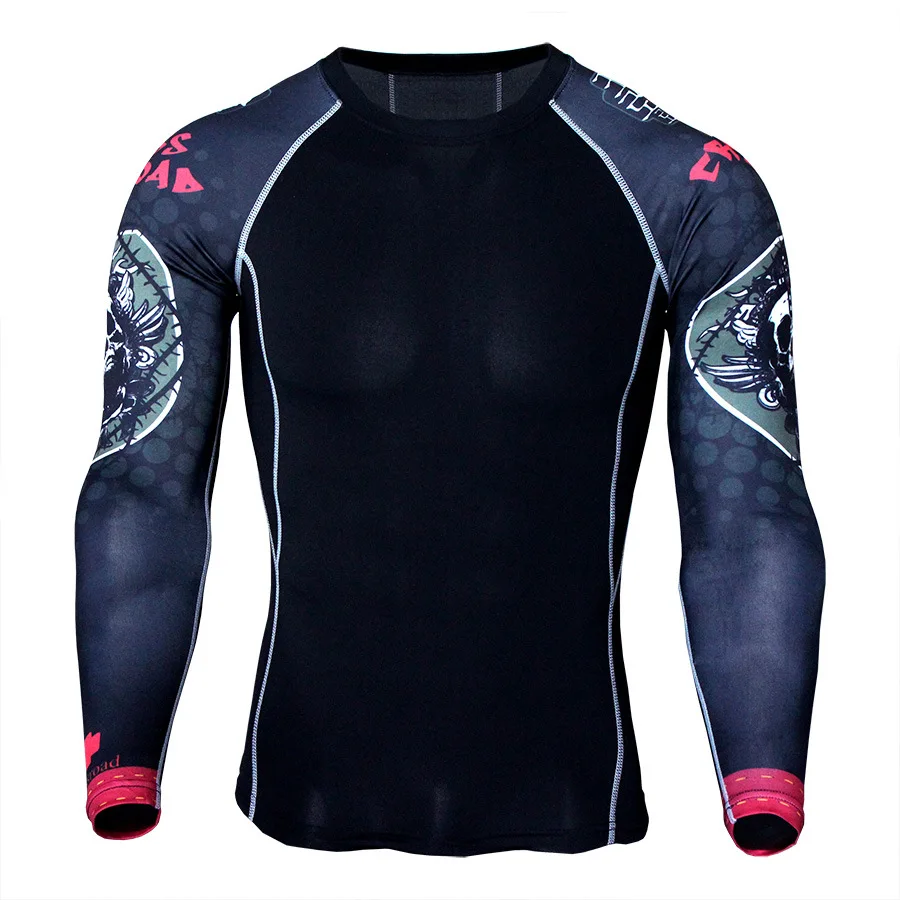 

New Men Compression Tights T-shirt Men Fitness 3D Printed Shirt Breathable Long Sleeve Tops Rashgard Workout Fitness T-Shirts