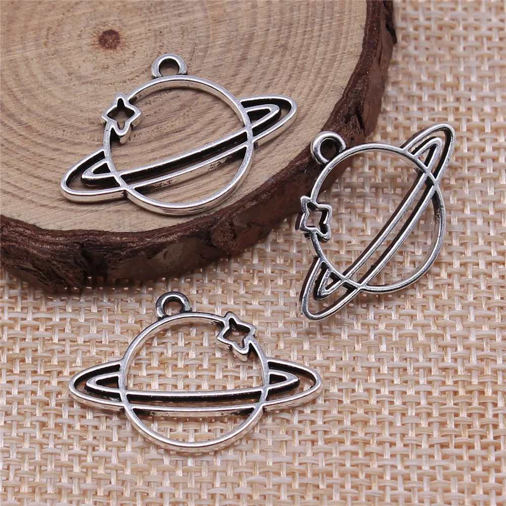 

10 Pcs/Lot 27*19mm Antique Silver Alloy Charms Space Pentant For Jewelry Diy Making Pendant Handmade Craft Findings
