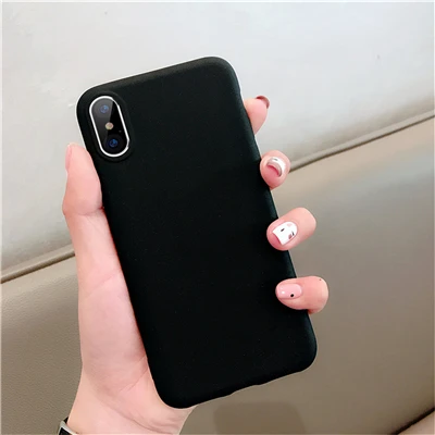 Black Ультратонкий матовый чехол с песчаником для iPhone 11 Pro Max scrip, мягкая задняя крышка для iPhone 11, 6 S, 7, 8, XR, XS Max Plus, тонкие чехлы для телефонов - Цвет: Black