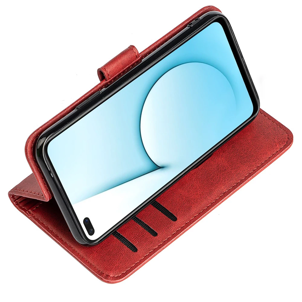 

ROEMI For OPPO Realme X50 5G Shockproof Wallet Pouch Style With Card Slot Stand Function Leather Case with Front Buckle