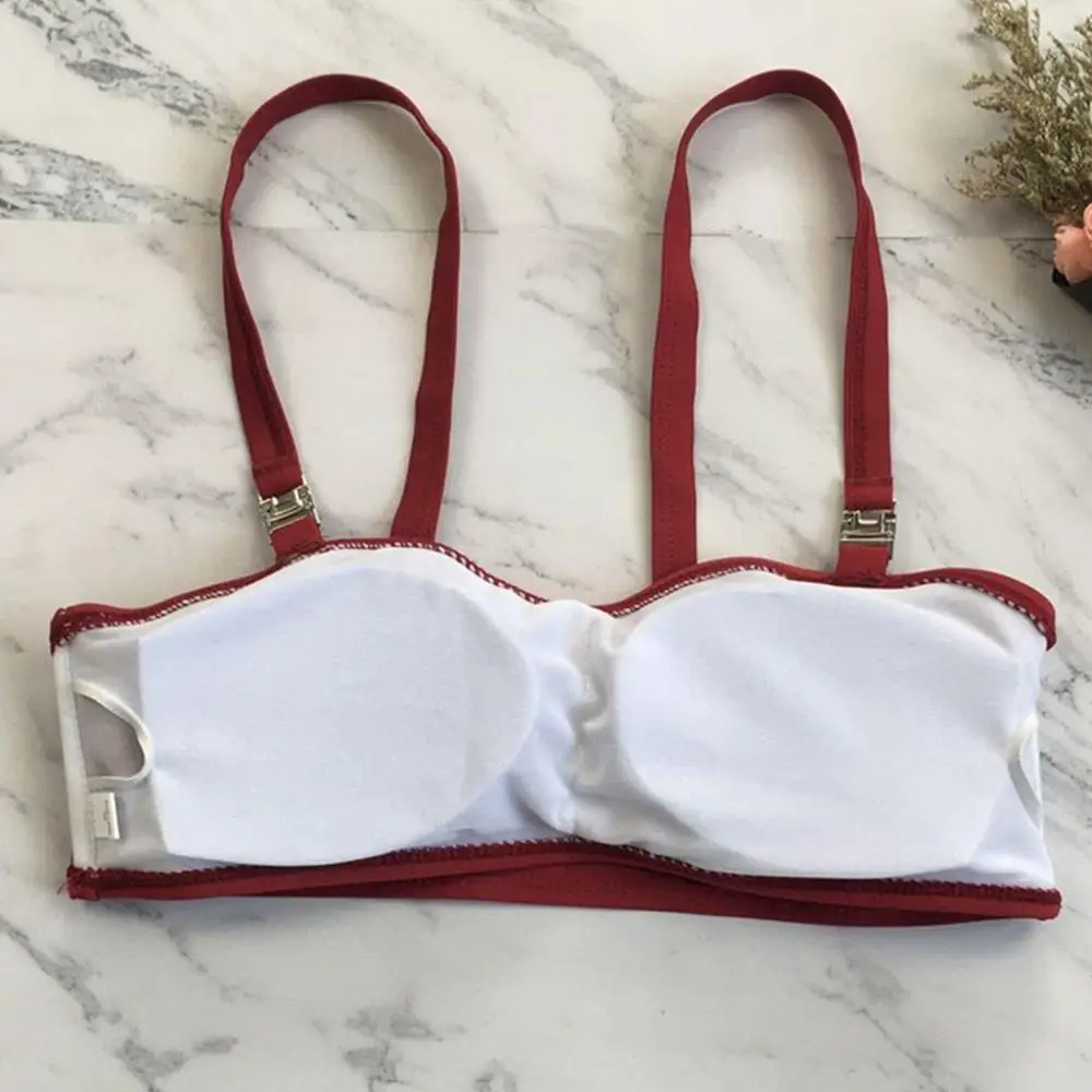 Женский купальник модный Одноцветный высокая талия с поясом бикини набор