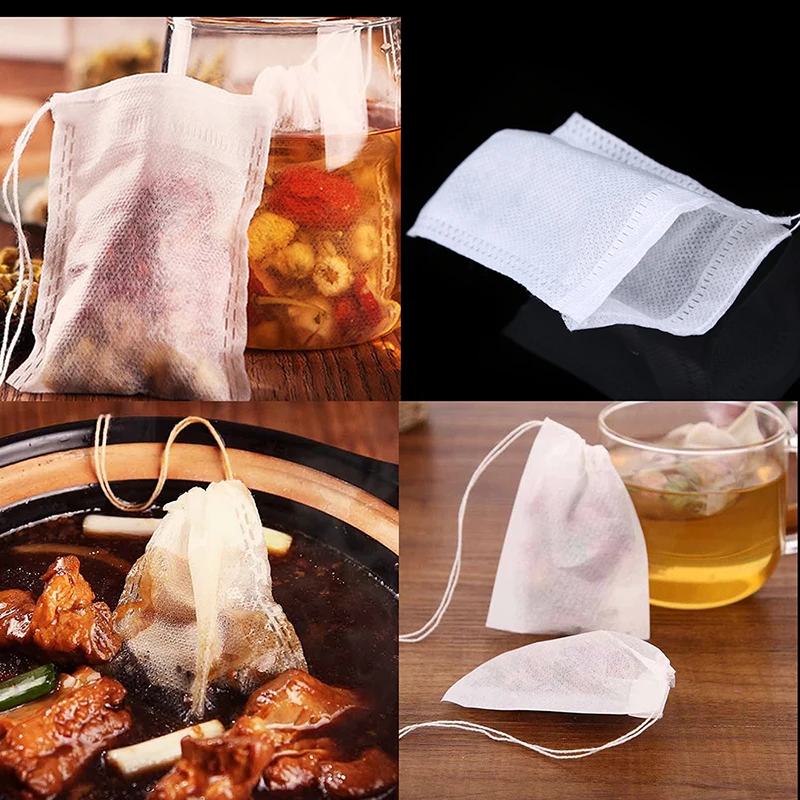 

100pcs Food Filter Mesh Reusable Non-woven Bag Fabric Mesh Bags Nut Milk Bean Fish Soup Cook Boiling Storage Teabag 5x7cm/8x10cm