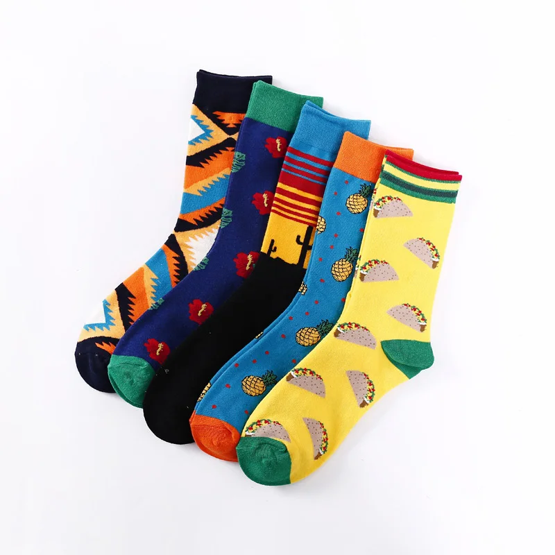 Носки женские рождественские дышащие 5 пар хлопчатобумажные забавные носки |