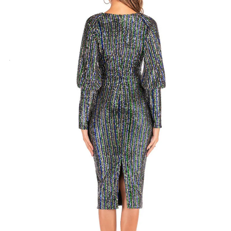 new Long Sleeve glitter rainbow sequin Dress womens sexy dresses party night club ladies clothing vestidos autumn winter bodycon | Женская