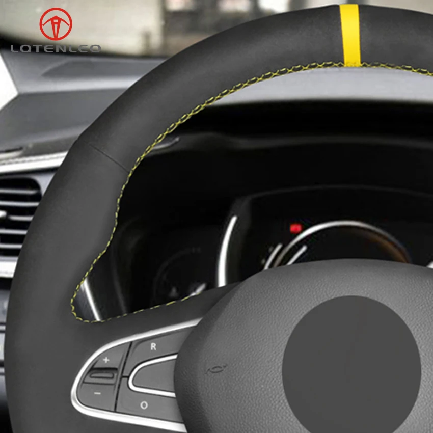 LQTENLEO черная замша DIY крышка рулевого колеса автомобиля для Renault Kadjar Koleos Megane Talisman Scenic Espace