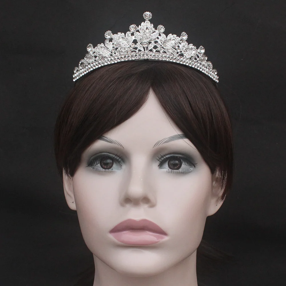 

Gold/Silver Color Crystal Wedding Crown Headbands Fashion Leaf Rhinestone Bridal Tiara Hairband Bride Hair Accessories 2019