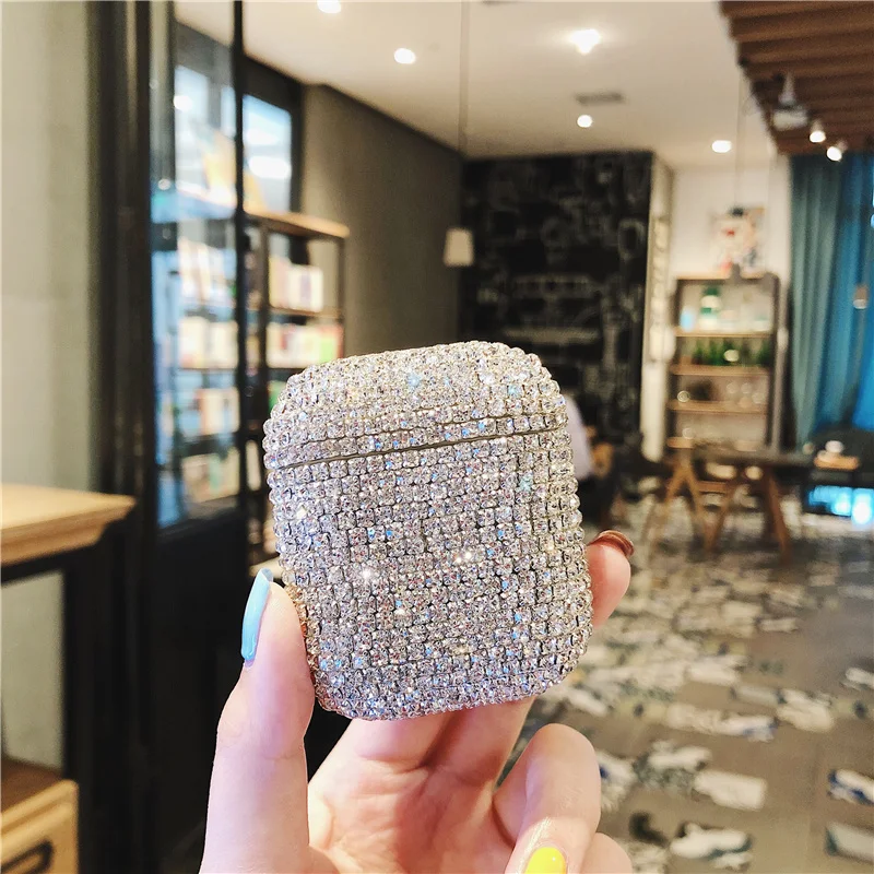 

Luxury 3D Cute Bling diamonds Wireless Bluetooth Earphone Accessories hard case for Apple Airpods 2 1 protective Charging bag