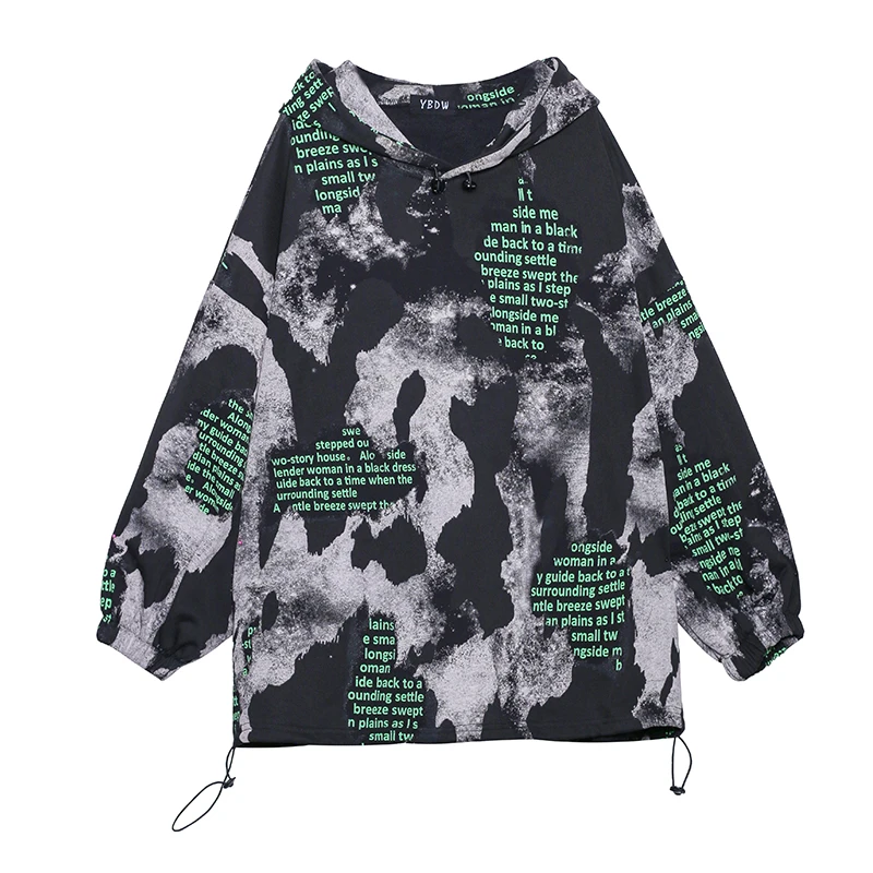 

XUXI Tie-dyed Streetwear Women Fashion Long Sleeve Hooded Loose Pullover Large Size Hoodies Femme Casual Coat Autumn 2020 FZ3086