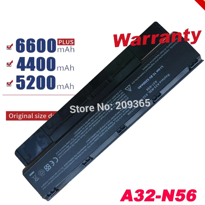 6 Cell New Laptop Battery for Asus N76 N76V N76VJ N76VM N76VZ A33-N56 | Компьютеры и офис
