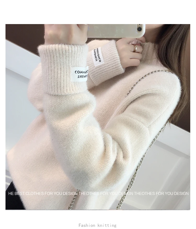 White Sweater Kawaii Pink Pullover Woman Jumper Winter Warm Soft Autumn 2019 Blue Loose Trend Fashion Thick Wool Knit | Женская одежда