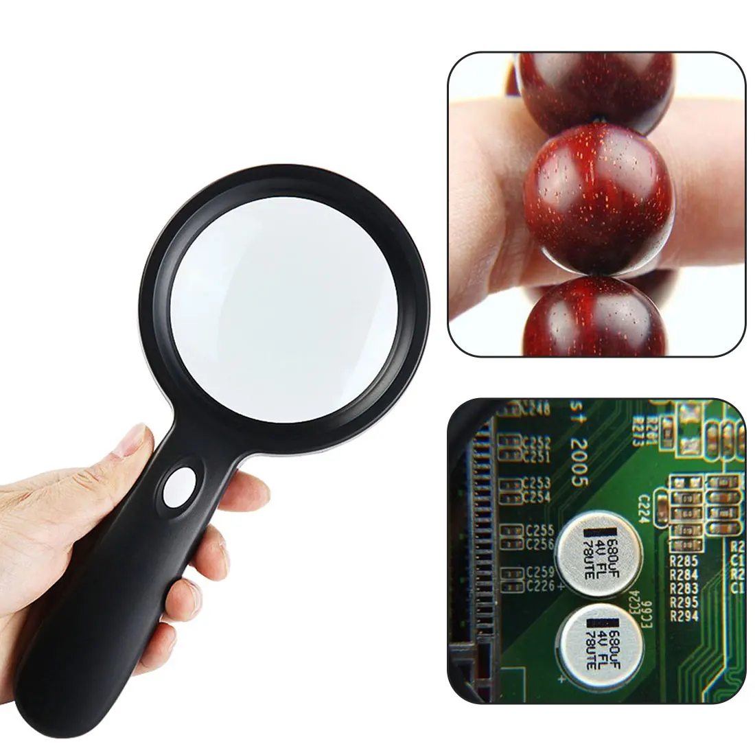 

Lighted Magnifying Glass-10X Hand held Large Reading Magnifying Glasses with 12 LED Illuminated Light for Seniors, Repair, Coins