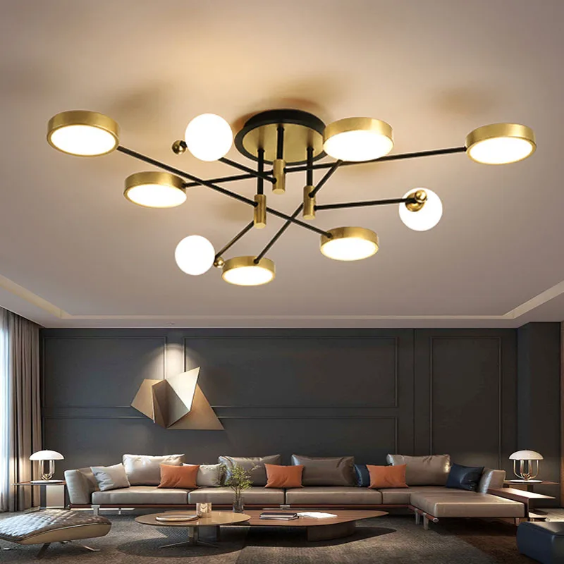 

Nordic Gold LED Multi-Head LED Ceiling Chandelier for Bedroom Living Room Restaurant Kitchen Loft Modern Home Interior Lighting