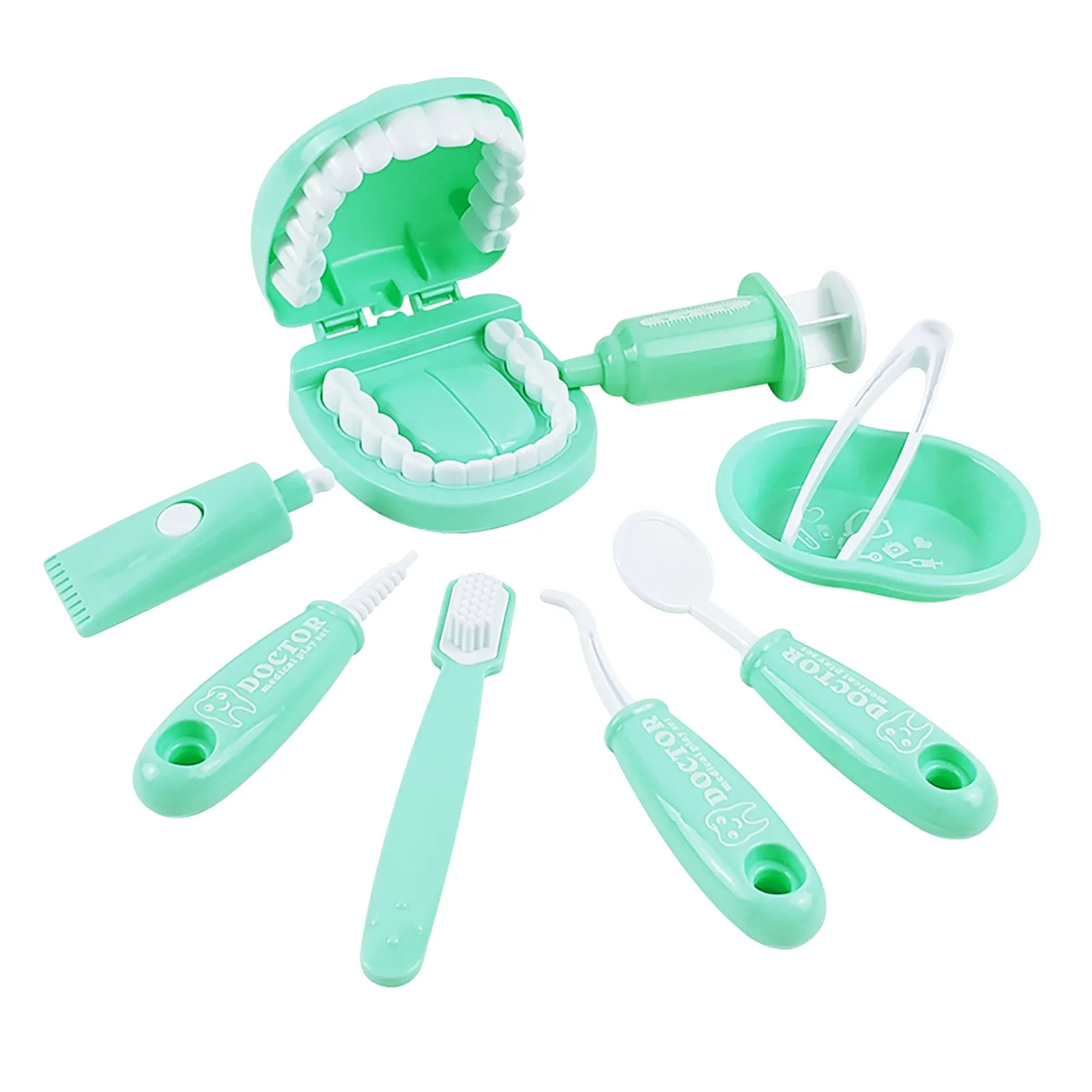 

9pcs/set Brushing Practice Kids Pretend Play Toy Dentist Check Teeth Model For Doctors Role Play Juegos Educativos Para Nios