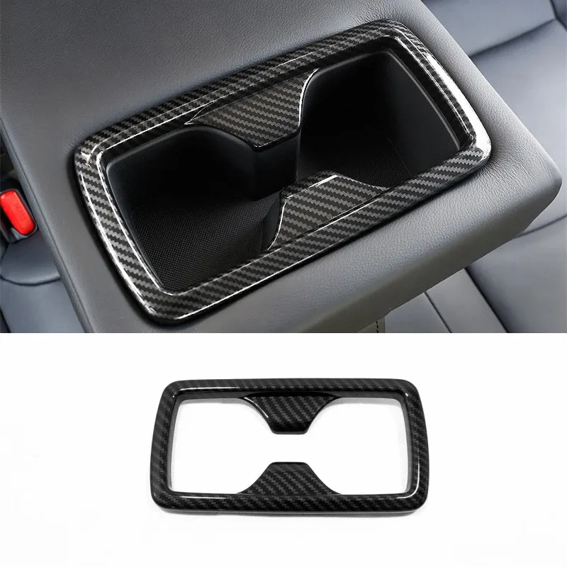 

ABS Carbon fibre Car rear water cup frame Cover Trim car styling Sticker Accessories 1pcs 2019 2020 For Toyota RAV4 RAV 4