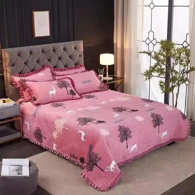 

Winter Bedspread Thick Warm Crystal Velvet Bed Sheet Many Types Coverlets Home Decoration Comfortable 2.25M Length *1.95M Width