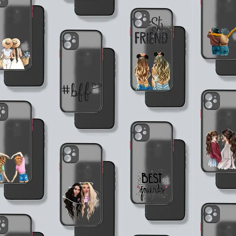 

best friends Phone Case For iphone 12 11 8 7 plus mini x xs xr pro max matte transparent cover