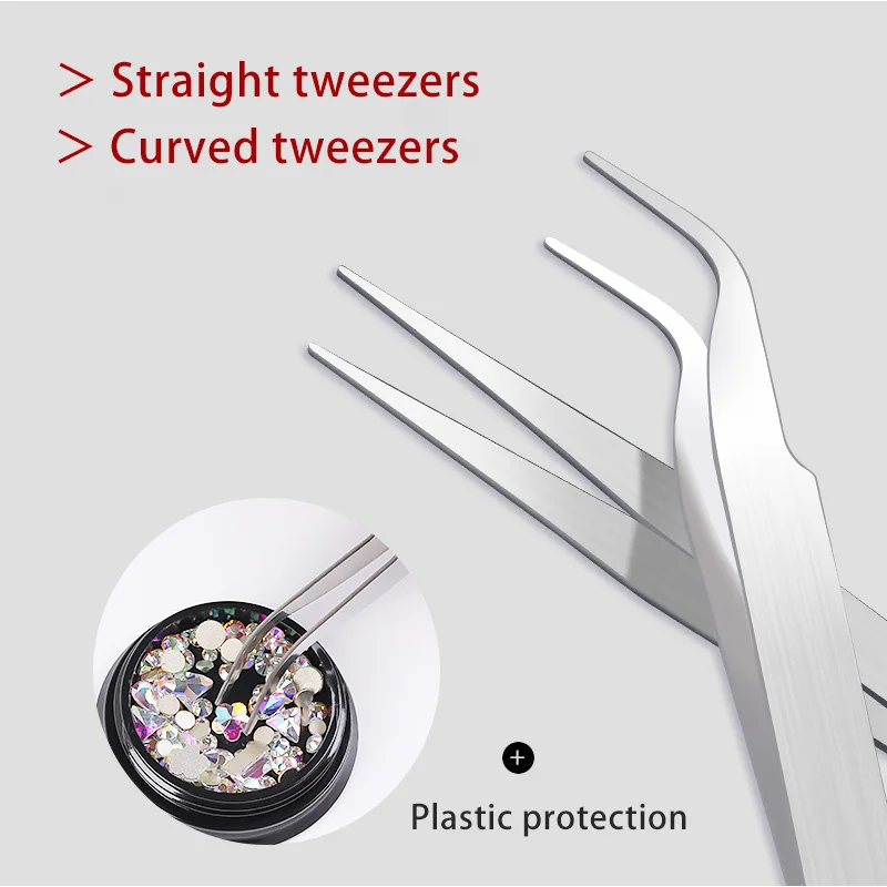 

High Density Stainless steel elbow tweezers drill clips beauty nails diy supplies nails supplies nail tools