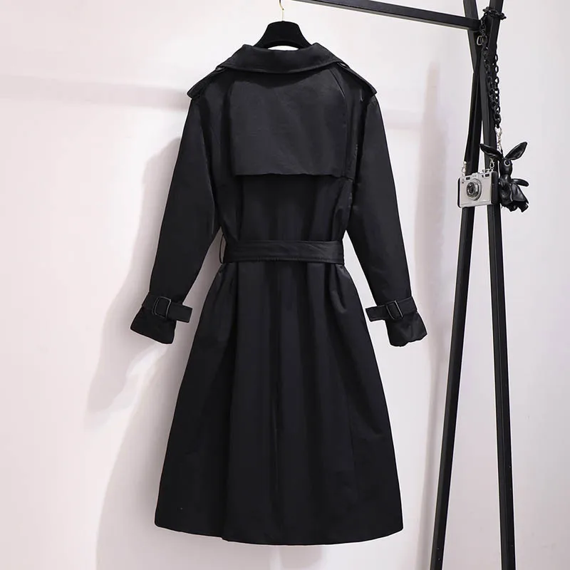 Осенний тренчкот для женщин размера плюс, обхват груди 150 см, 5XL, 6XL, 7XL, 8XL, 9XL, Женское пальто черного и красного цветов