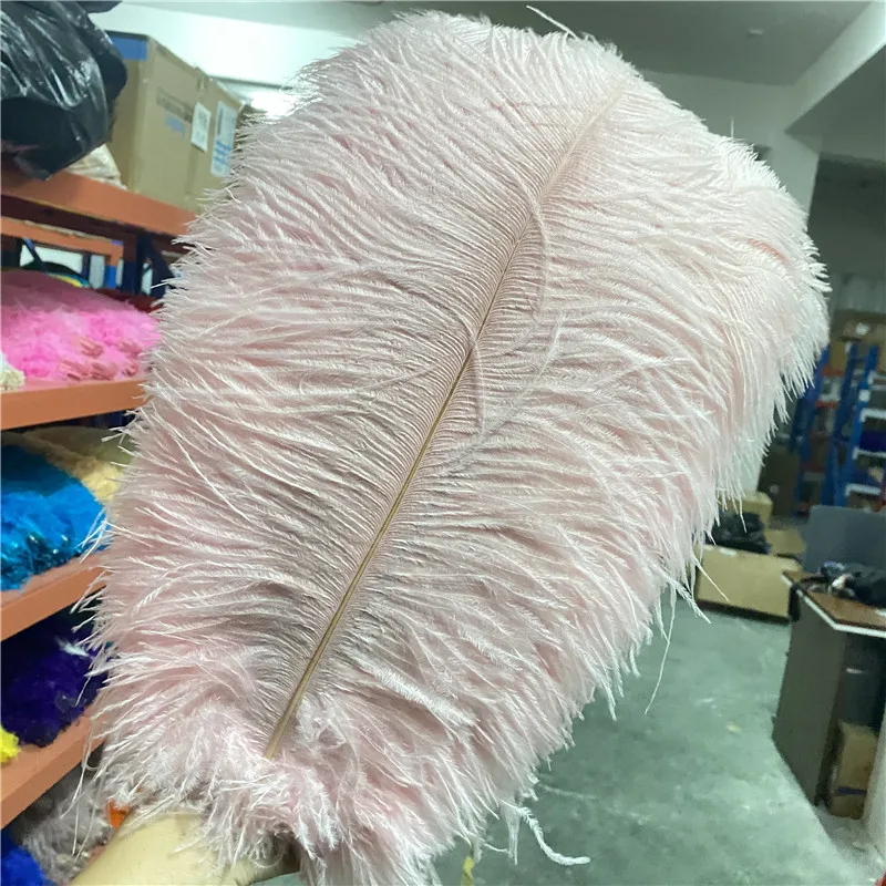 Plumas de avestruz para manualidades, plumas de boda de color rosa claro 18-20nches/45-50cm, para fiesta de Navidad, 100 unids/lote-0
