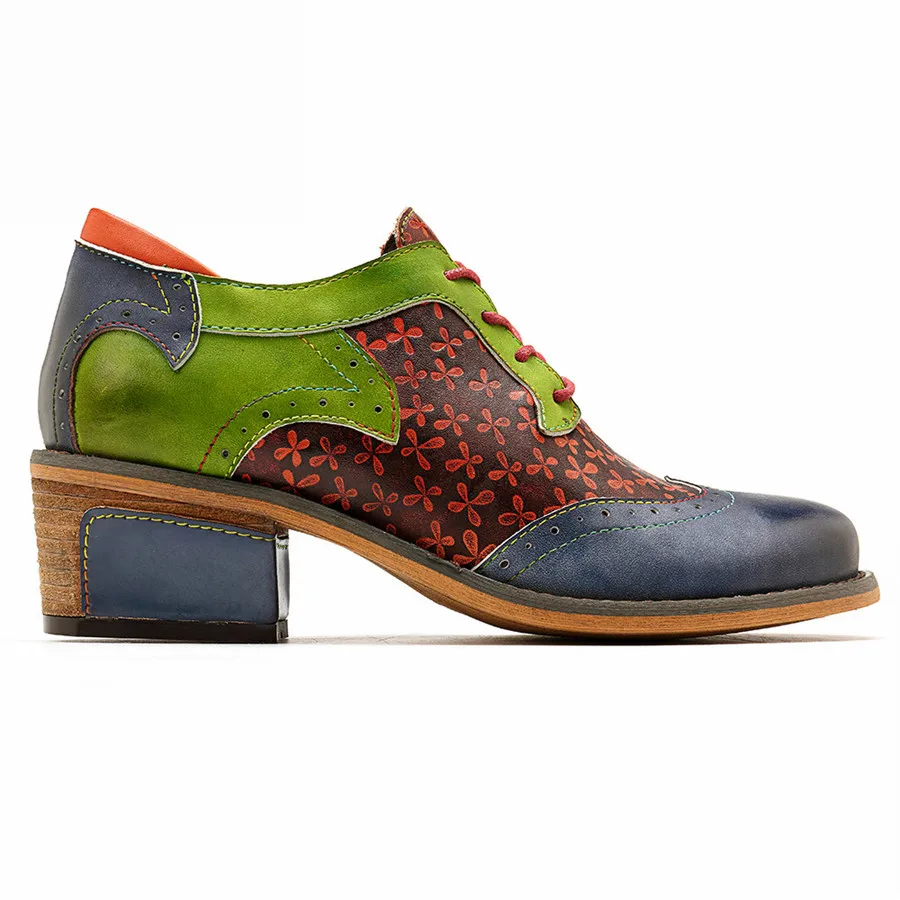 Туфли-лодочки женские ручной работы Натуральная Воловья кожа Ретро стиль