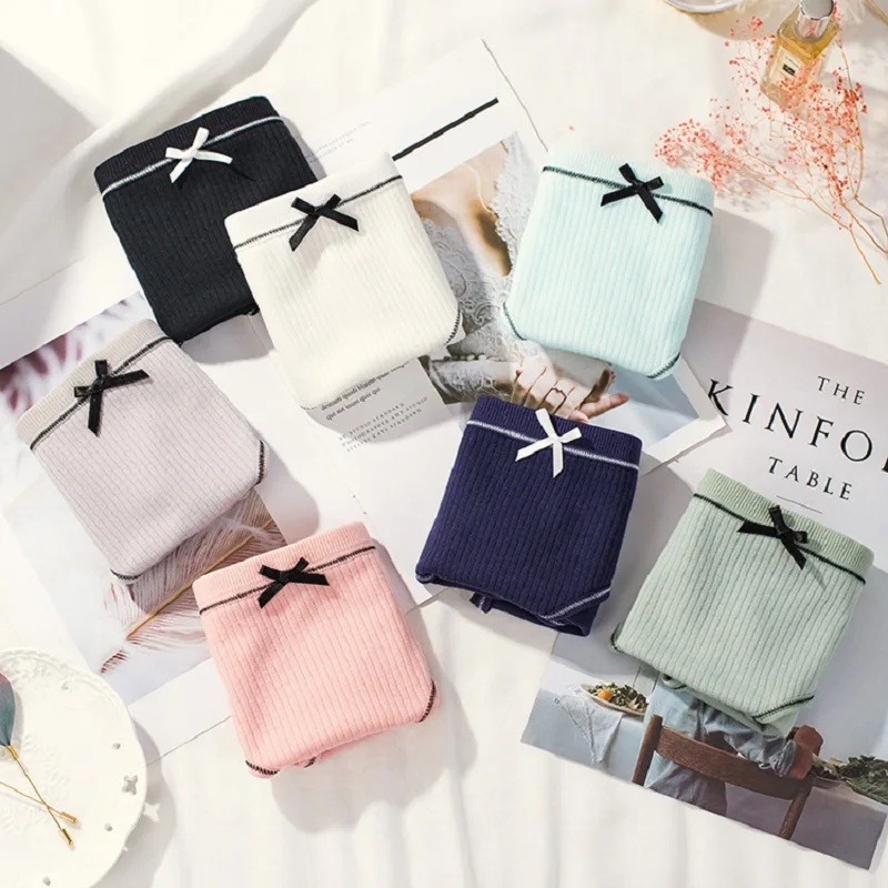 Трусики женские хлопковые с бантом 10 цветов | Женская одежда