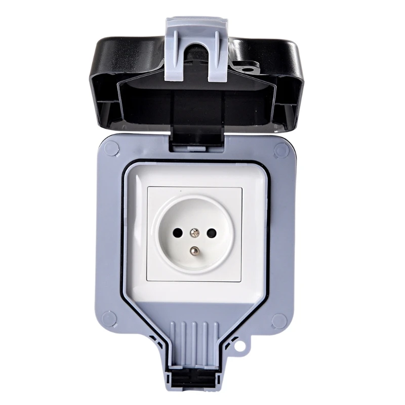 External Outdoor IP66 1 Slot Wall Socket Dustproof Surface-Mounted Protective Contact Weatherproof Adapter with Hinged for | Обустройство